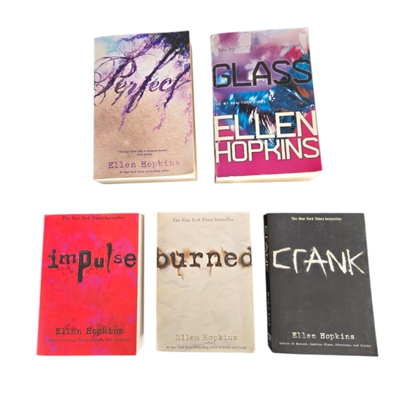5 Book Lot Paperback Ellen Hopkins - Perfect, Crank, Impulse, Burned, Glass - Picture 1 of 6